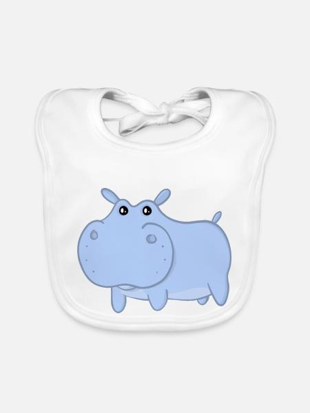 Henry das blaue Nilpferd - Baby Bio-Lätzchen - Weiß - Vorne