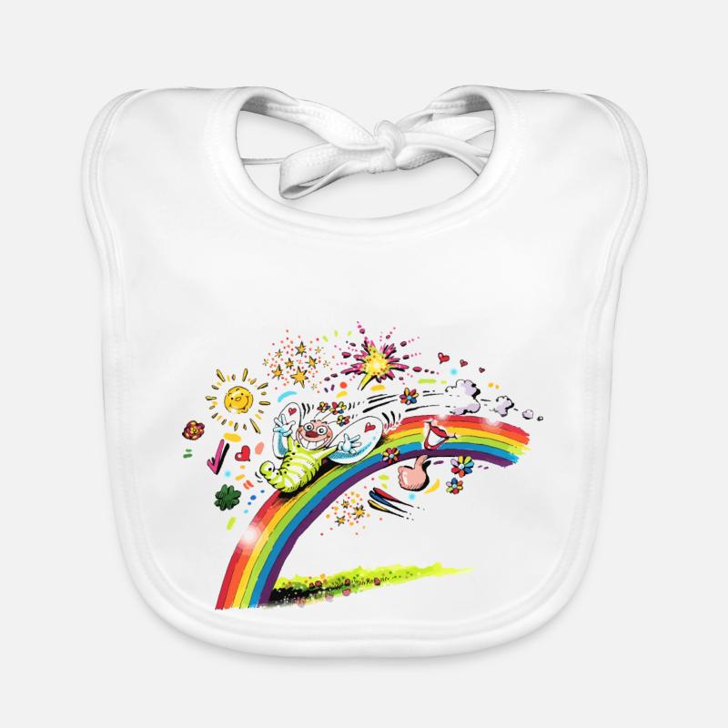 Blühwürmchen auf dem Regenbogen Baby Bio-Lätzchen