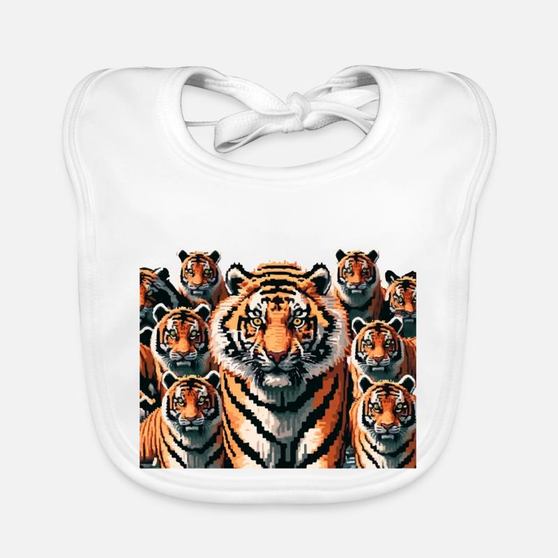 Les tigres - Bavoir bio Bébé - blanc