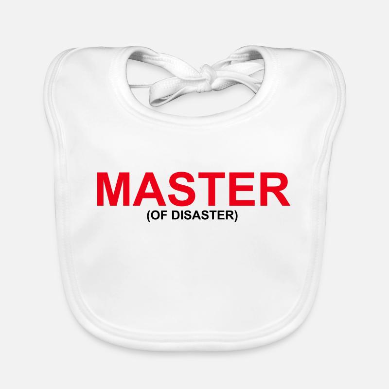 Funny "MASTER OF DISASTER" design Organic Baby Bibs