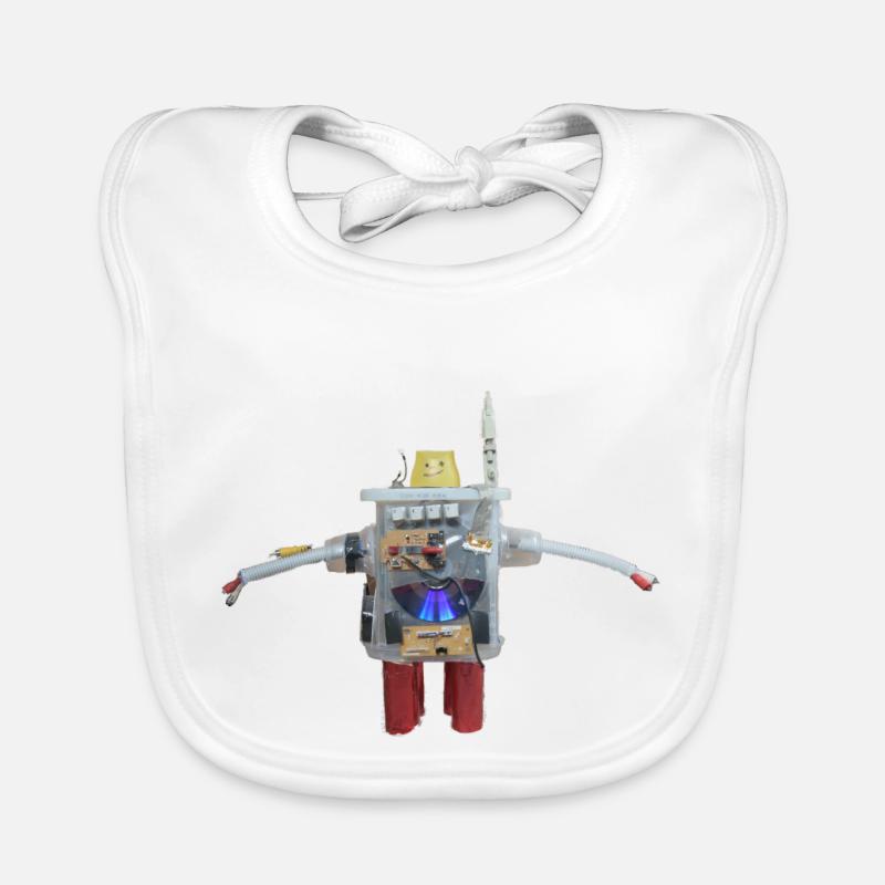 Small self-made robot from recycled materials Organic Baby Bibs