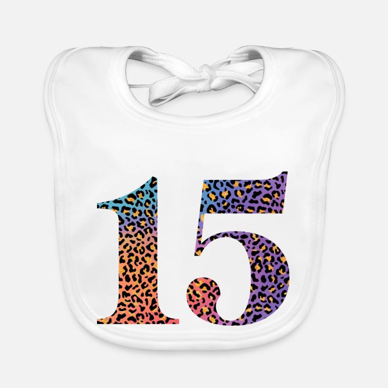 15th Birthday Leopard Organic Baby Bibs