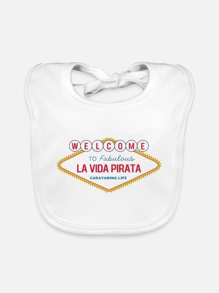 WELCOME Collection La Vida Pirata - Caravaning Life - Baby Bio-Lätzchen - Weiß - Vorne