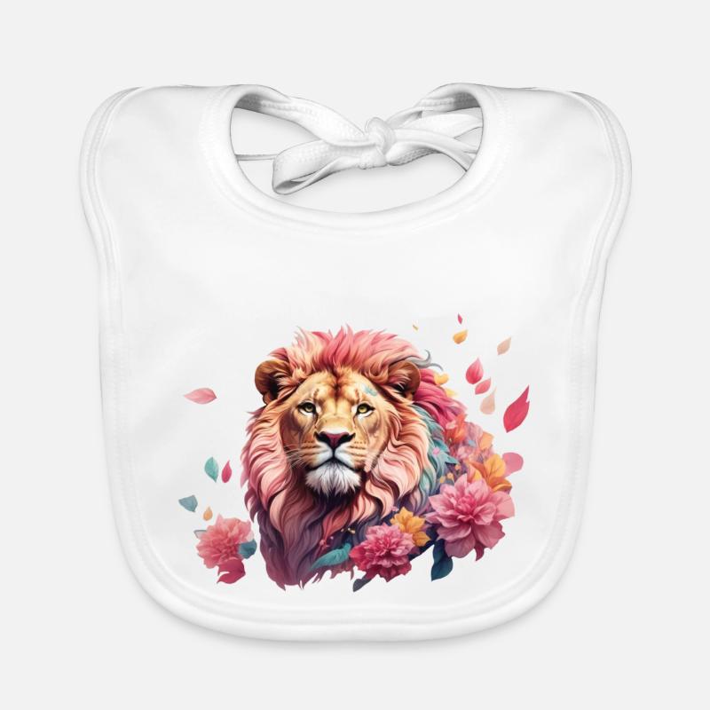 Löwe, Raubtier, Blumen, romantisch, König, Mähne Baby Bio-Lätzchen