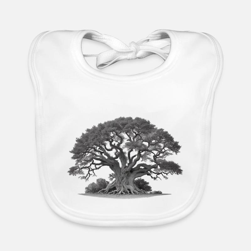 Old tree oak with roots and many branches Organic Baby Bibs