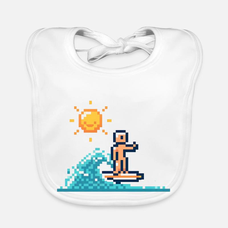 Pixel Surfer Organic Baby Bibs