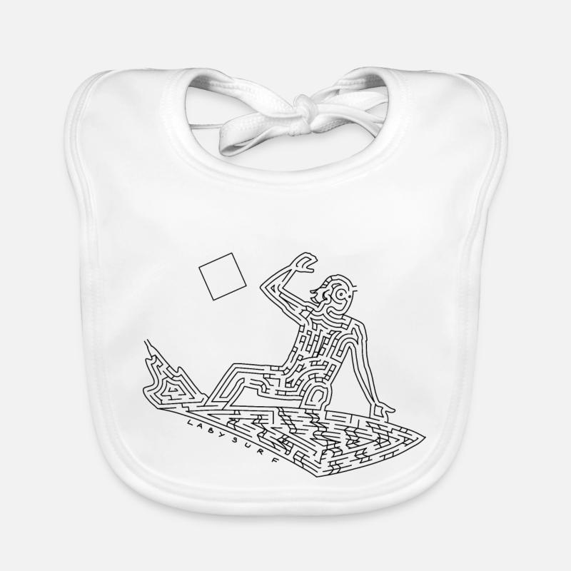 Surfer Maze (black version) Organic Baby Bibs