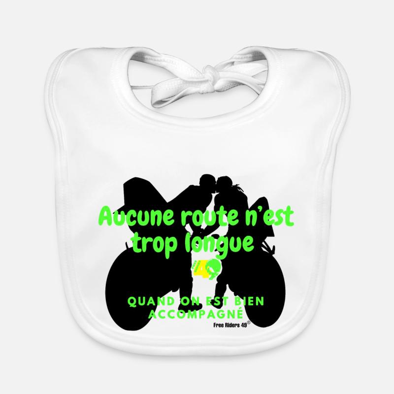 FR49- Aucune route n’est trop longue version Green - Bavoir bio Bébé - blanc