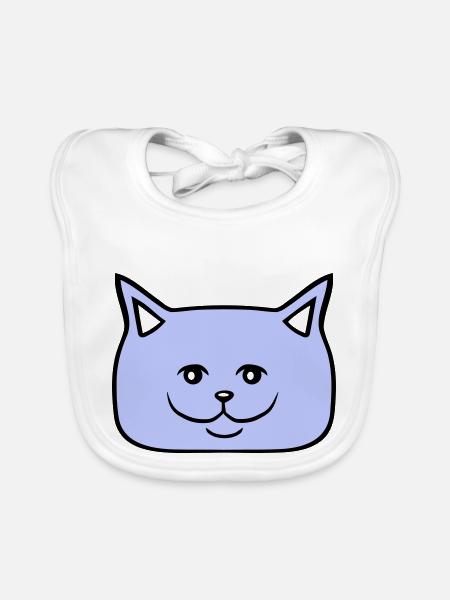 Jolie chatte Ayant l’air heureuse Joyeuse Souriante - Bavoir bio Bébé - blanc - Devant