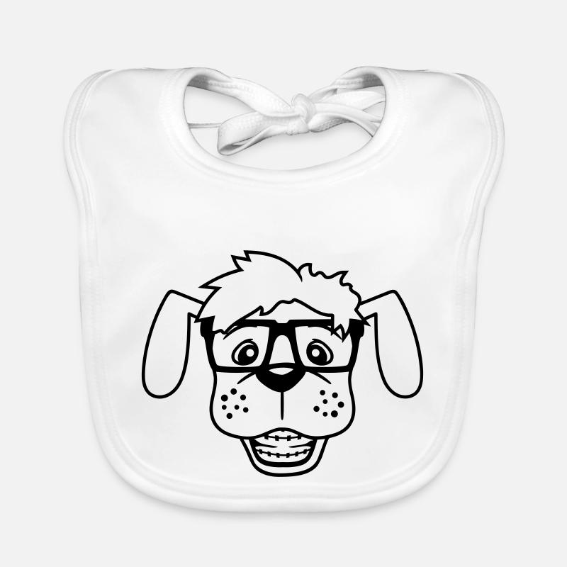 Dog Nerd Hornglasses Geek Braces Smart Funny Organic Baby Bibs