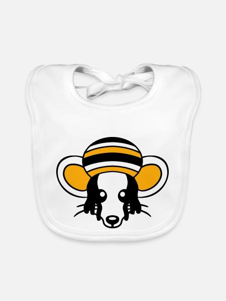 Mouse Raggae Jamaica Hat Rasta Lure Chill Hat - Organic Baby Bibs - white - Front