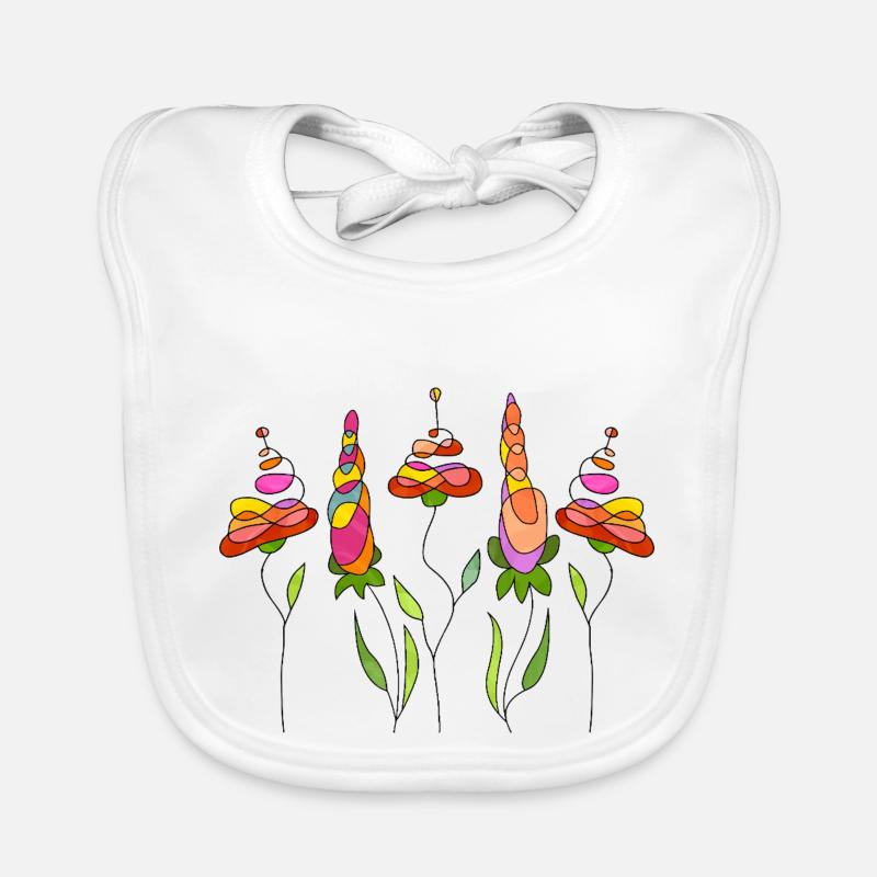 Blumen - Baby Bio-Lätzchen - Weiß