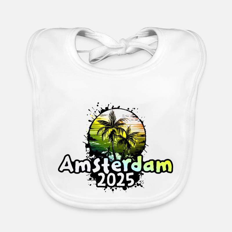 Amsterdam 2025 Holiday Palm Trees Organic Baby Bibs