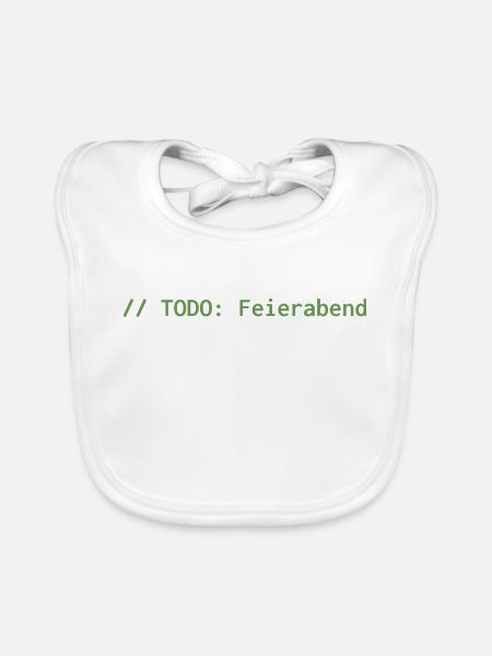 // TODO: Feierabend – Programmierer Shirt - Baby Bio-Lätzchen - Weiß - Vorne