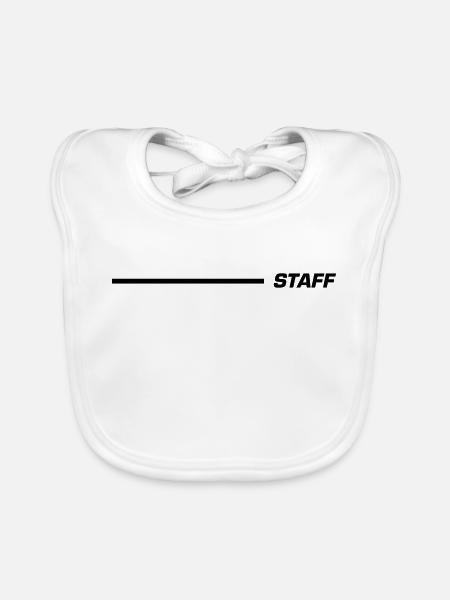 Staff Schriftzug Linie Schwarz - Baby Bio-Lätzchen - Weiß - Vorne