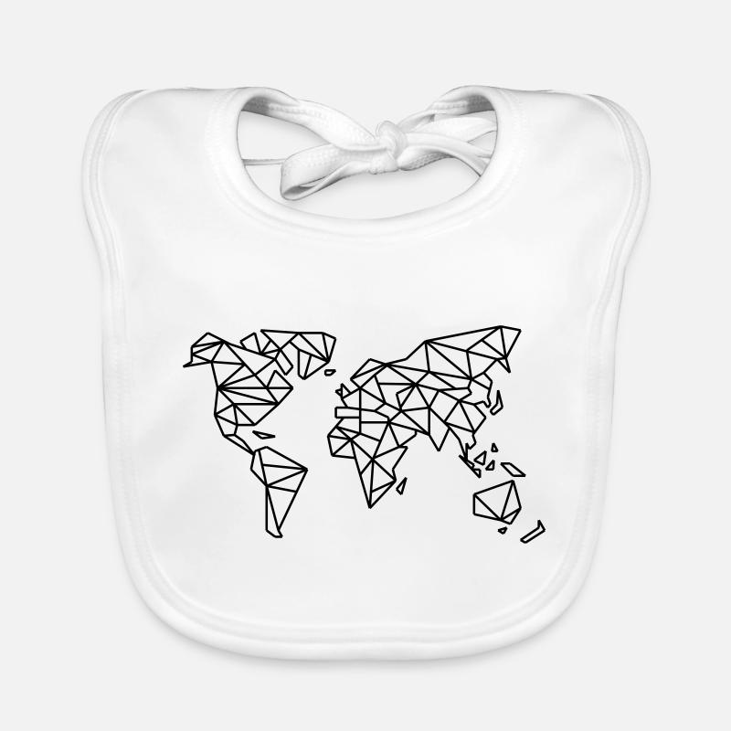 carte du monde - Bavoir bio Bébé - blanc