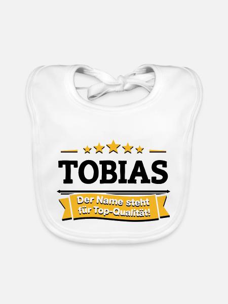 Tobias – Der Name steht für Top-Qualität! - Baby Bio-Lätzchen - Weiß - Vorne