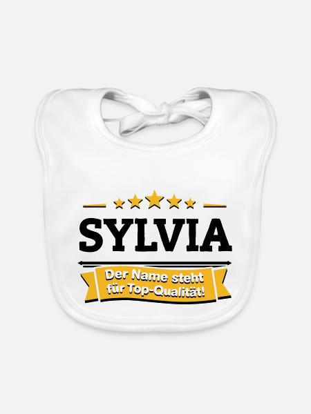 Sylvia – Der Name steht für Top-Qualität! - Baby Bio-Lätzchen - Weiß - Vorne
