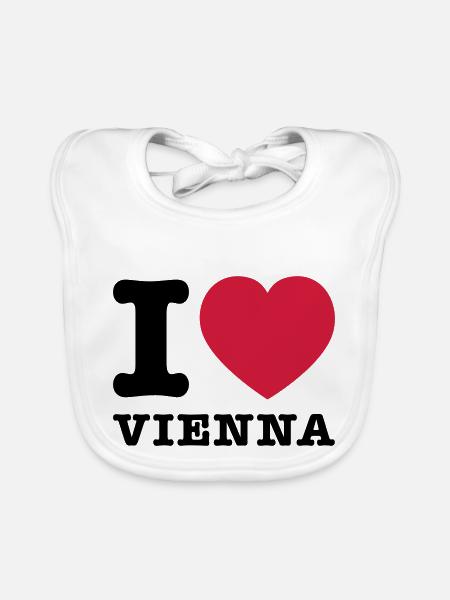 I Love Vienna 2 - Organic Baby Bibs - white - Front