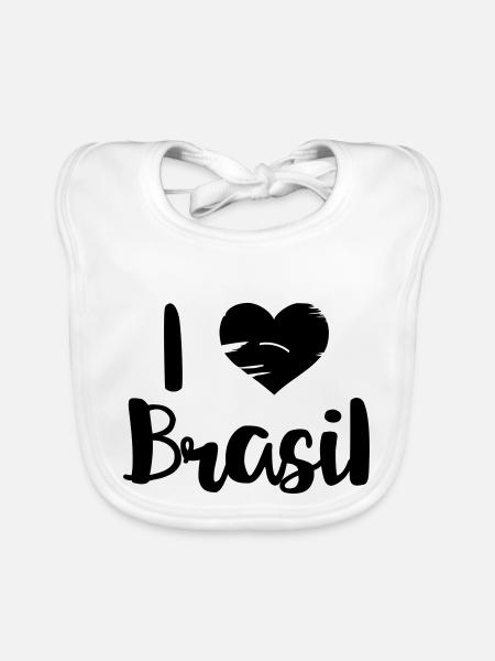 I love Brasil - Organic Baby Bibs - white - Front