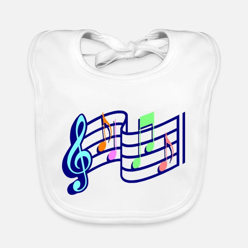musique - Bavoir bio Bébé - blanc