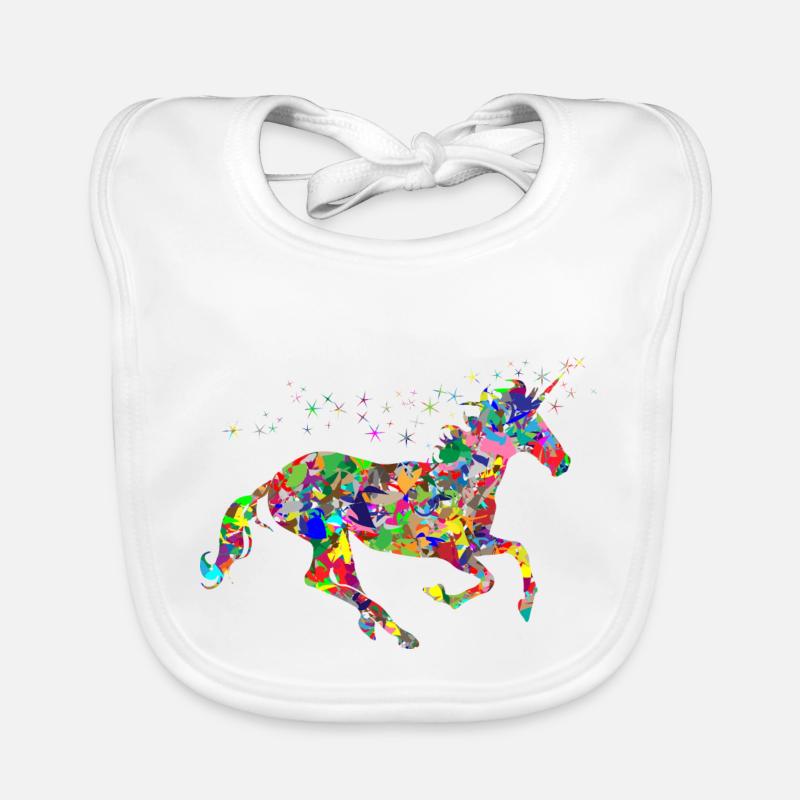 Licorne en couleur - Bavoir bio Bébé - blanc