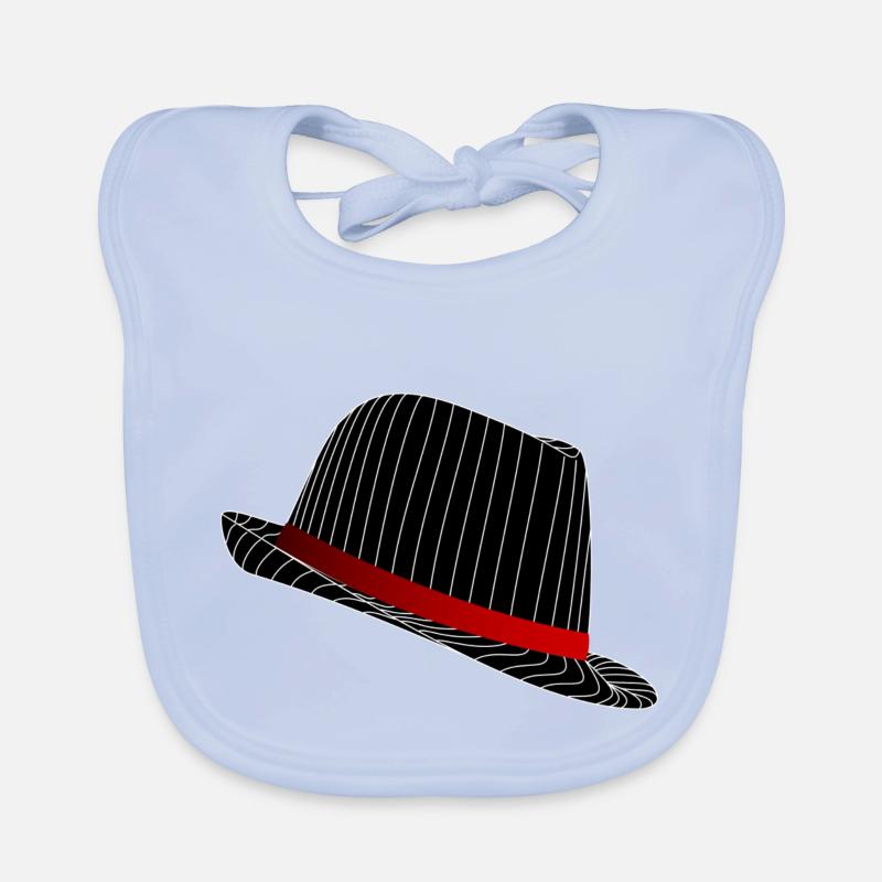 Elegant hat in pinstripe design. Organic Baby Bibs