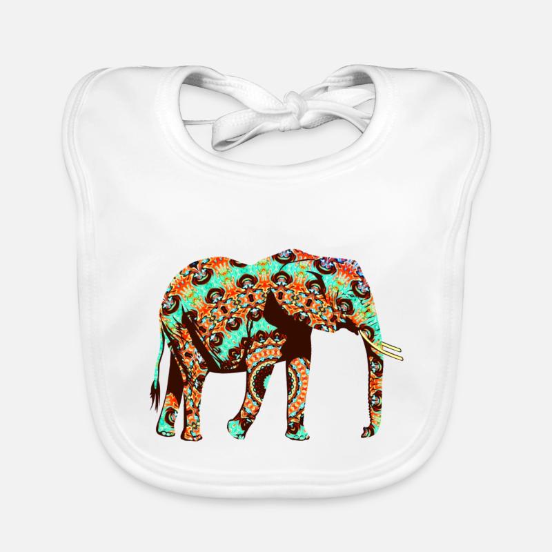 Elephant motif indien mandala Bavoir bio Bébé