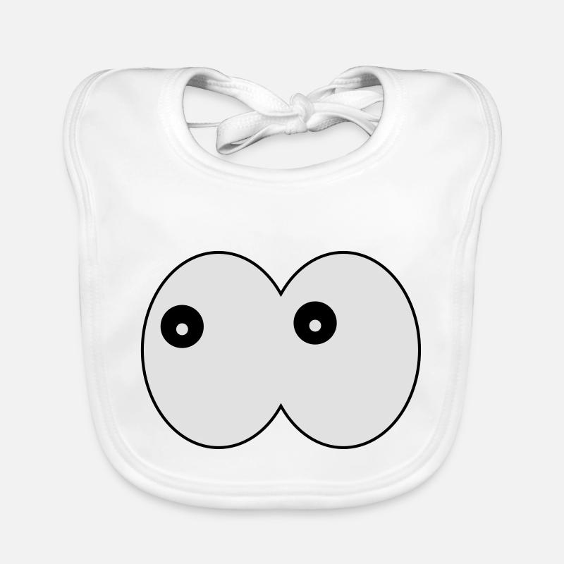 Funny Eye- Comic Cuddly Eyes Looking Left Organic Baby Bibs