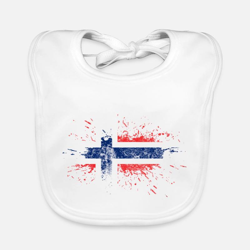 Norvège drapeau cadeau drapeau norvégien - Bavoir bio Bébé - blanc