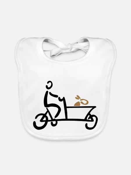 Lastenrad Hund Bakfiets Fahrrad - Baby Bio-Lätzchen - Weiß - Vorne