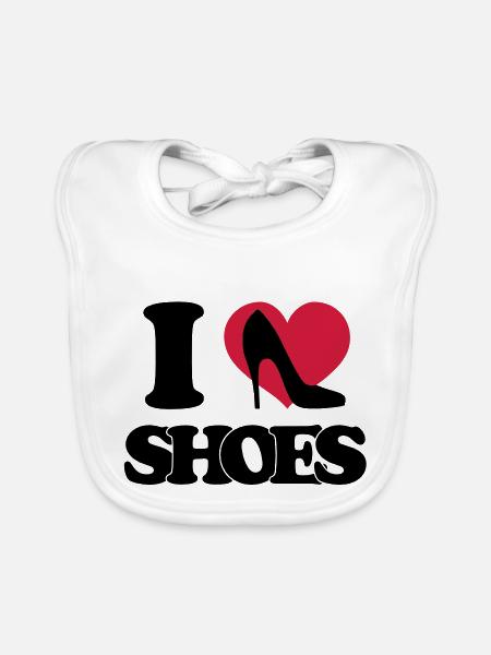 I love shoes - Organic Baby Bibs - white - Front