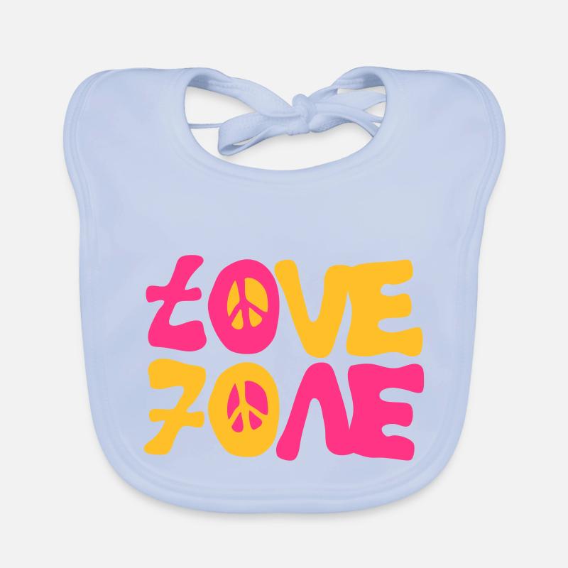 love peace seventies 70 Organic Baby Bibs