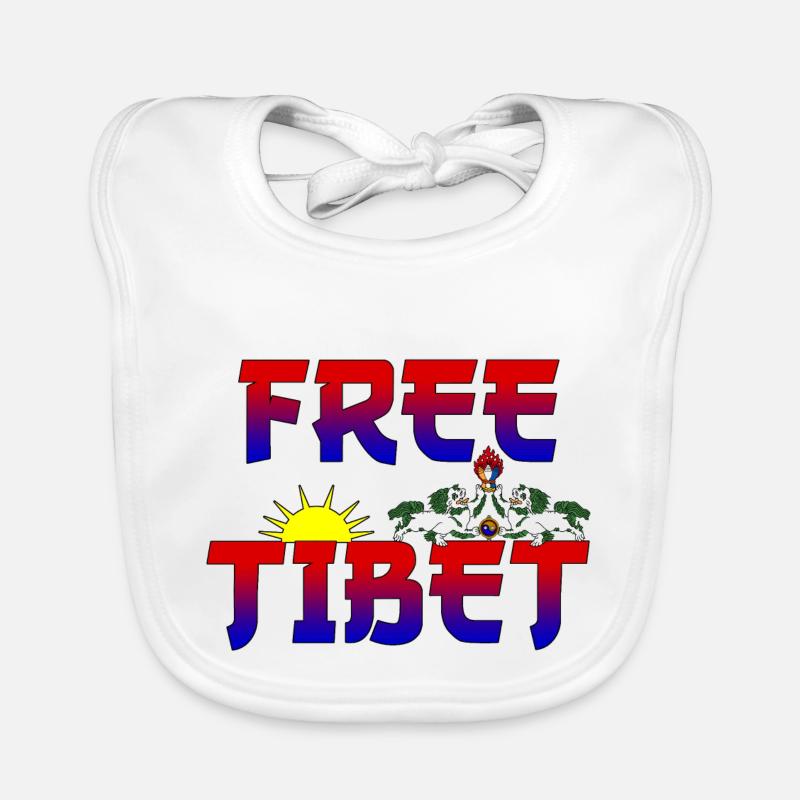 Tibet Free - Bavoir bio Bébé - blanc