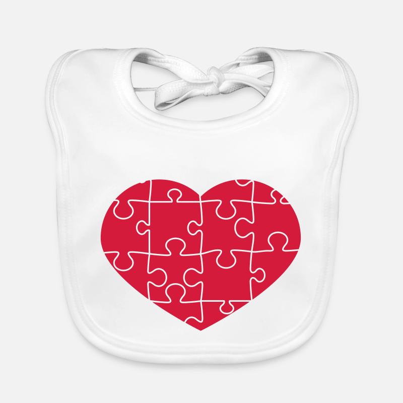 puzzle love heart i love pattern many puzzlestueck Organic Baby Bibs