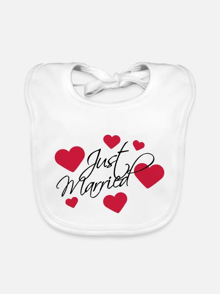 Just Married Logo - Organic Baby Bibs - white - Front