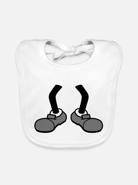 2 legs without body comic cartoon foot shoe desi - Organic Baby Bibs - white - Front