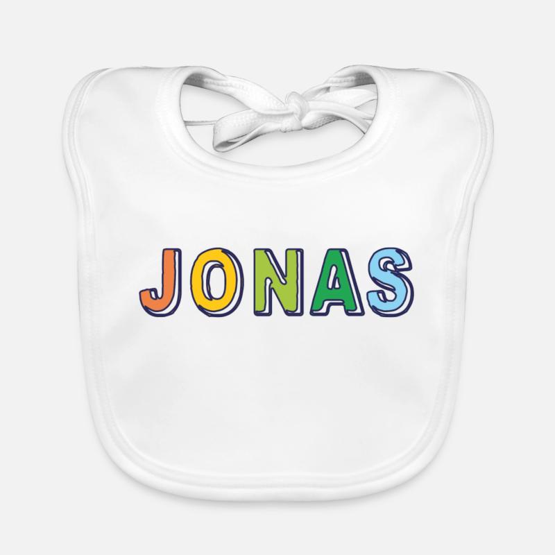 Jonas name first name multicolored design Organic Baby Bibs
