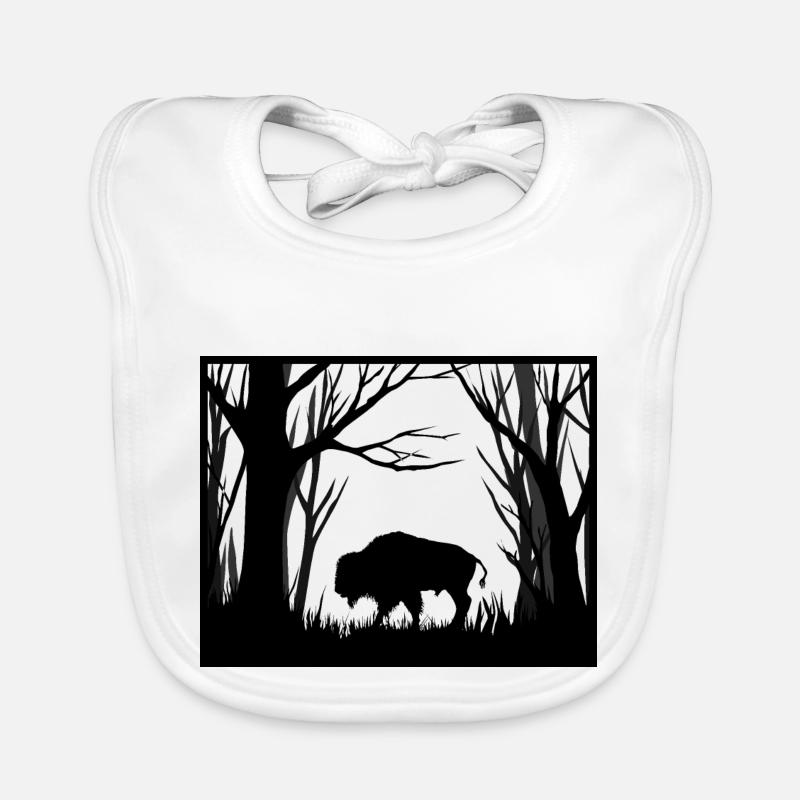 Ubr w lesie, bison dans la forêt, bison dans la forêt Bavoir bio Bébé