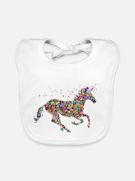 Licorne arc-en-ciel - Bavoir bio Bébé - blanc - Devant