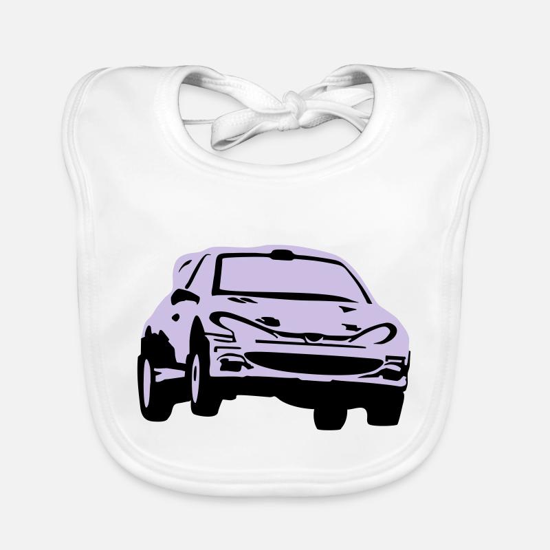 Rallye, Rallyeauto, Rennauto - Baby Bio-Lätzchen - Weiß