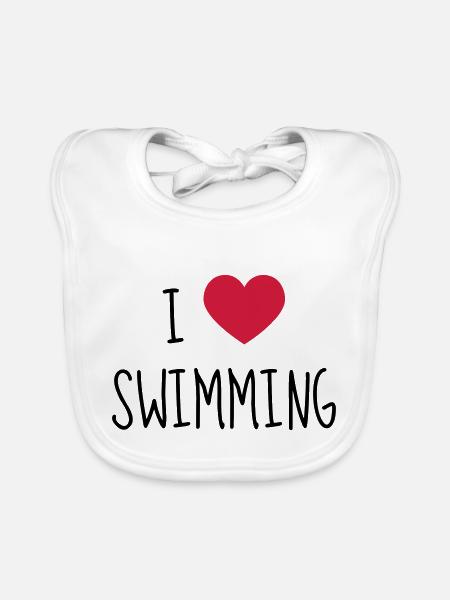 Schwimmen / Schwimmer / Diving / Scuba Diving - Baby Bio-Lätzchen - Weiß - Vorne