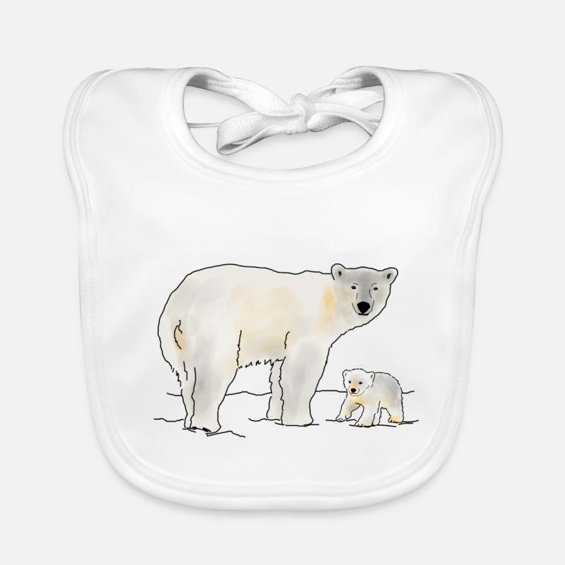 Polar bear with cub Organic Baby Bibs