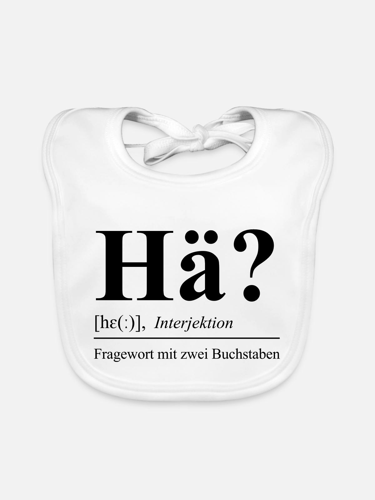 Hä? - Baby Bio-Lätzchen - Weiß - Vorne