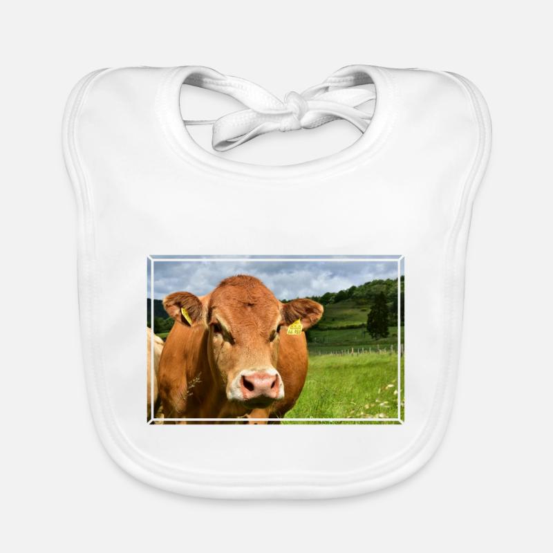 Die Eifel und ihre Tiere || Rind - Baby Bio-Lätzchen - Weiß