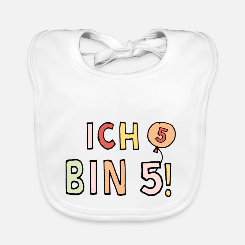 Ich bin 5 - Baby Bio-Lätzchen - Weiß