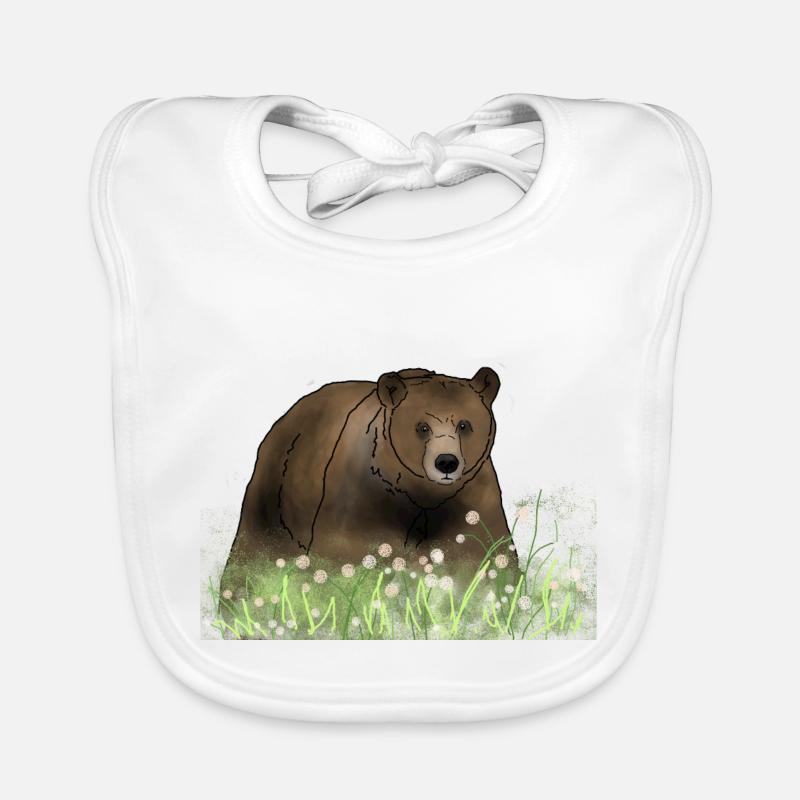 Ours dans la prairie de fleurs Bavoir bio Bébé