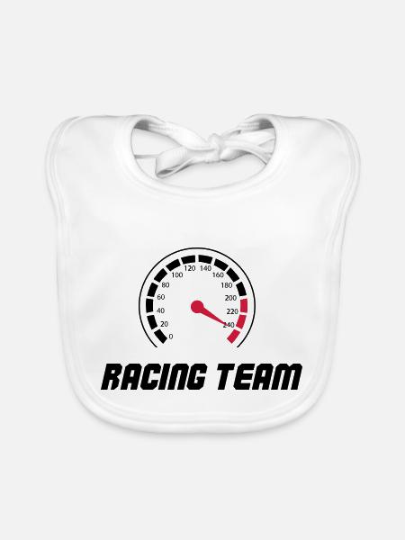 tacho racing team - Bavoir bio Bébé - blanc - Devant