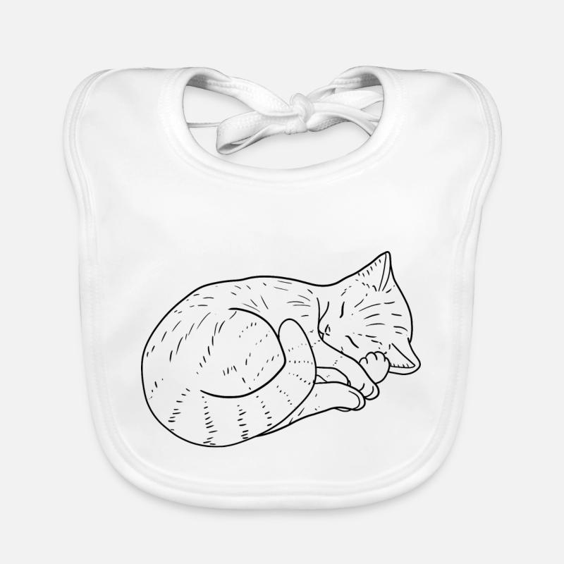 Katze Zeichnung - Baby Bio-Lätzchen - Weiß