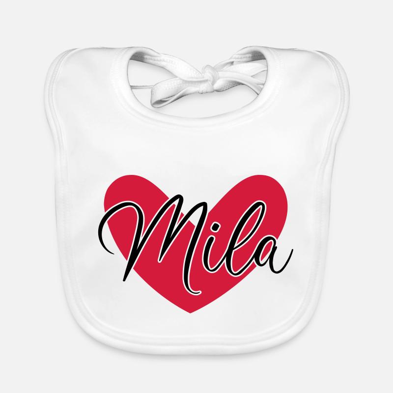 Mila surname first name Organic Baby Bibs